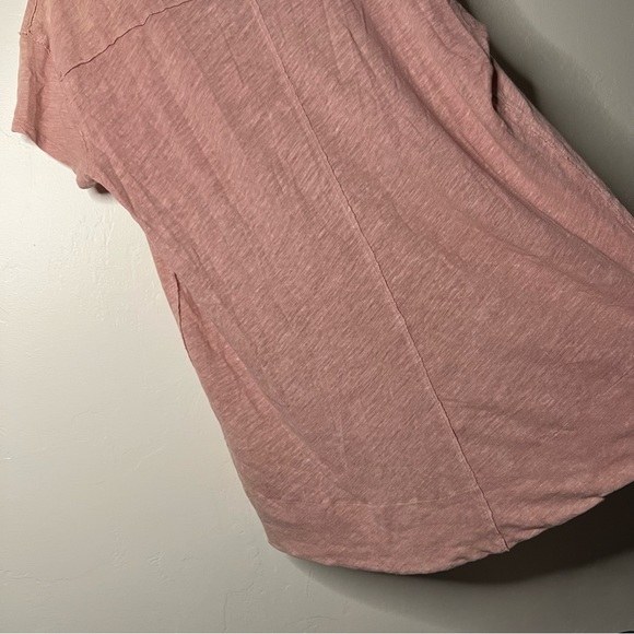 NWOT Free People Size Large Linen Blend The Posh Tee in Desert Rose Pink - Picture 9 of 11